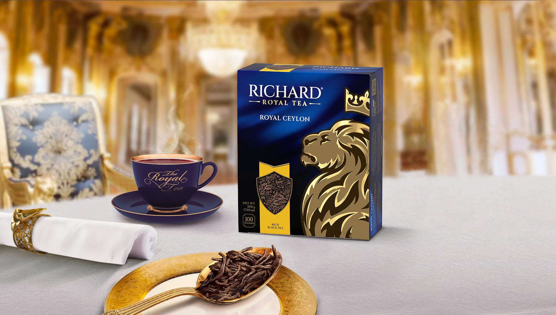 Классический черный чай Ричард Royal Ceylon 100 сашетов купить

