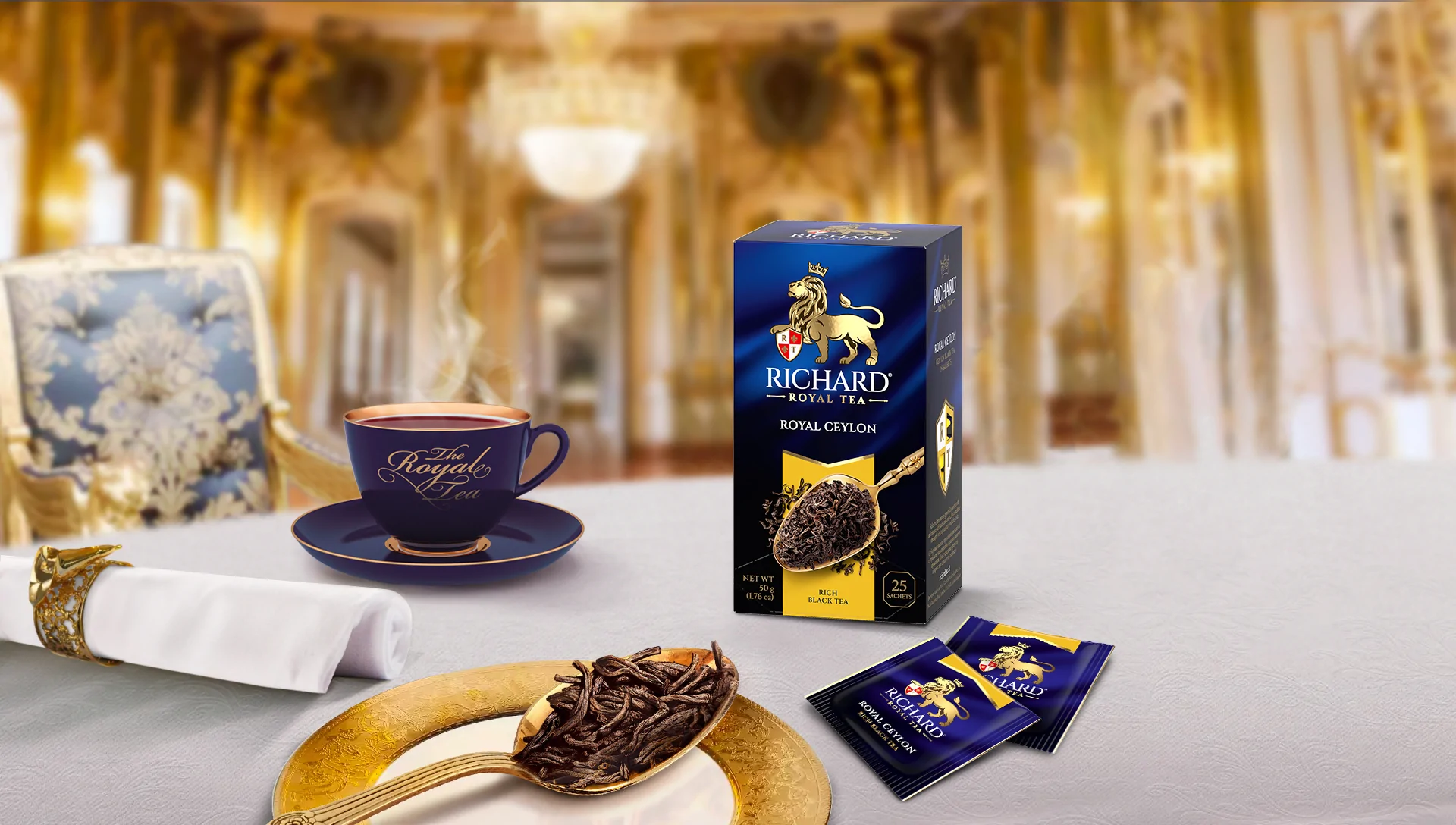 Классический черный чай Ричард Royal Ceylon 25 сашетов купить
