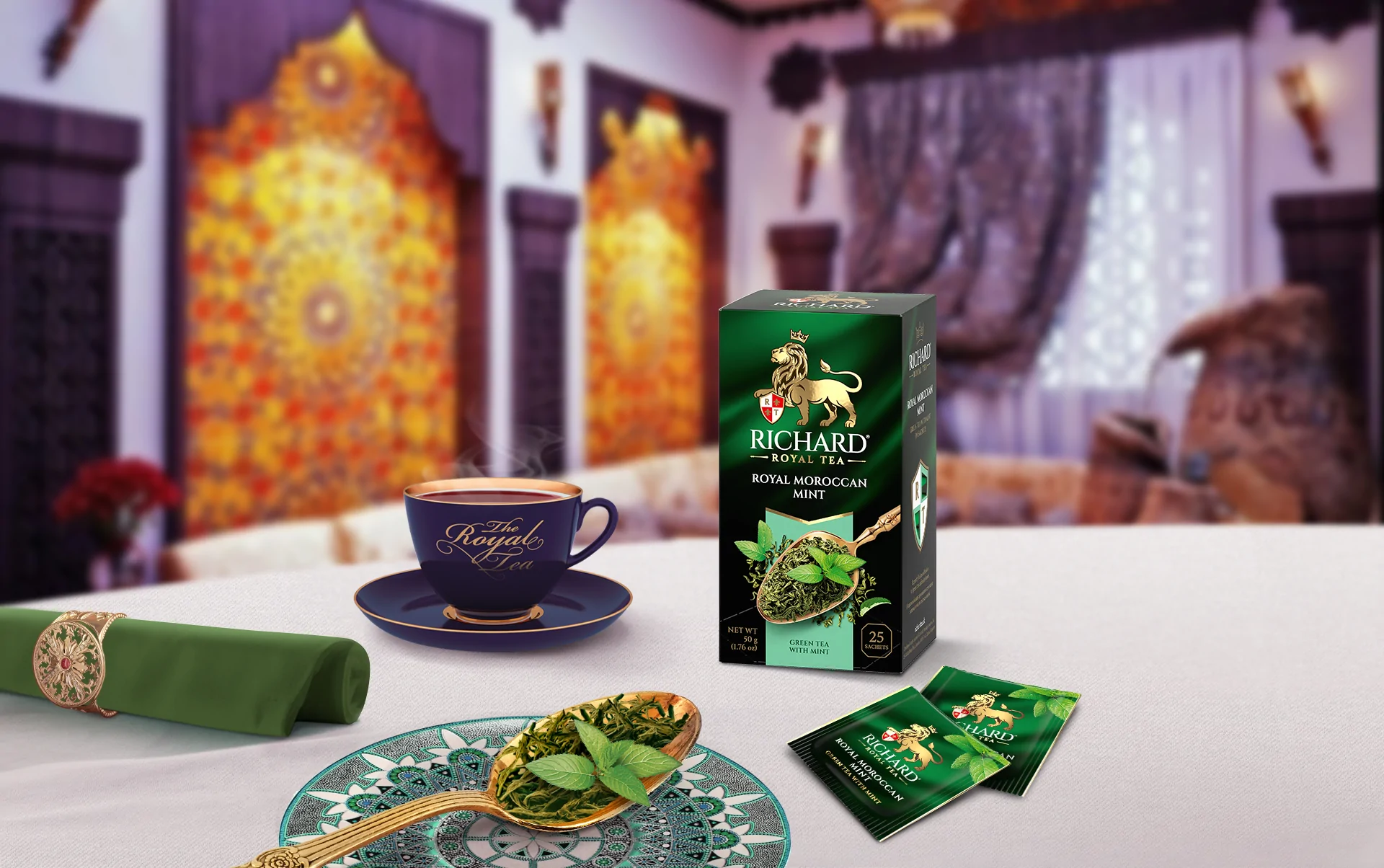 Зеленый чай Ричард с мятой Royal Moroccan Mint 25 сашетов купить
