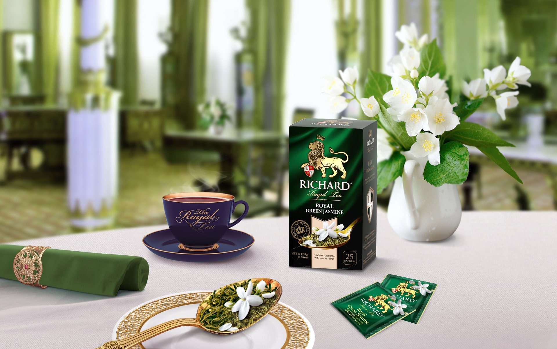Зеленый чай Ричард с жасмином Royal Green Jasmine 25 сашетов купить